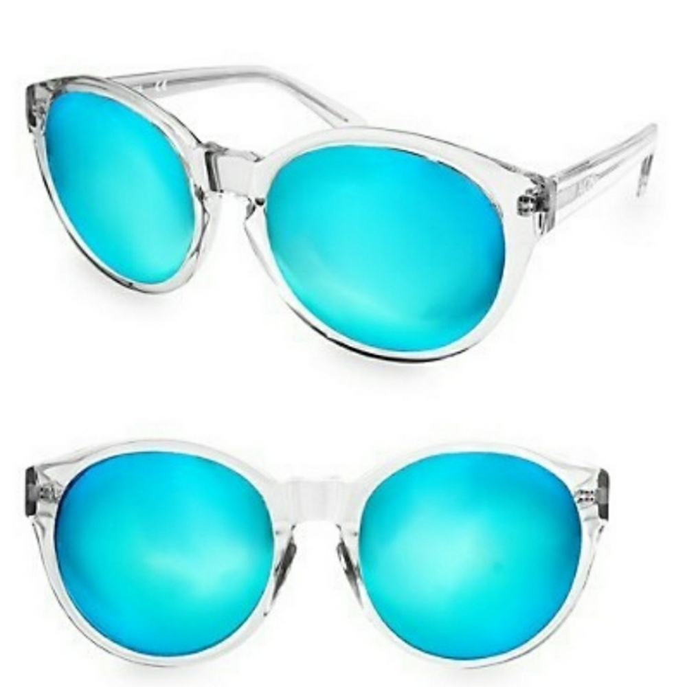 New AQS Aqua Swiss Blue Mirrored Sunglasses